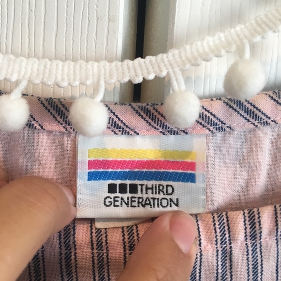 [Vintage] Pink Striped Crop Tee - Picture 5 of 8